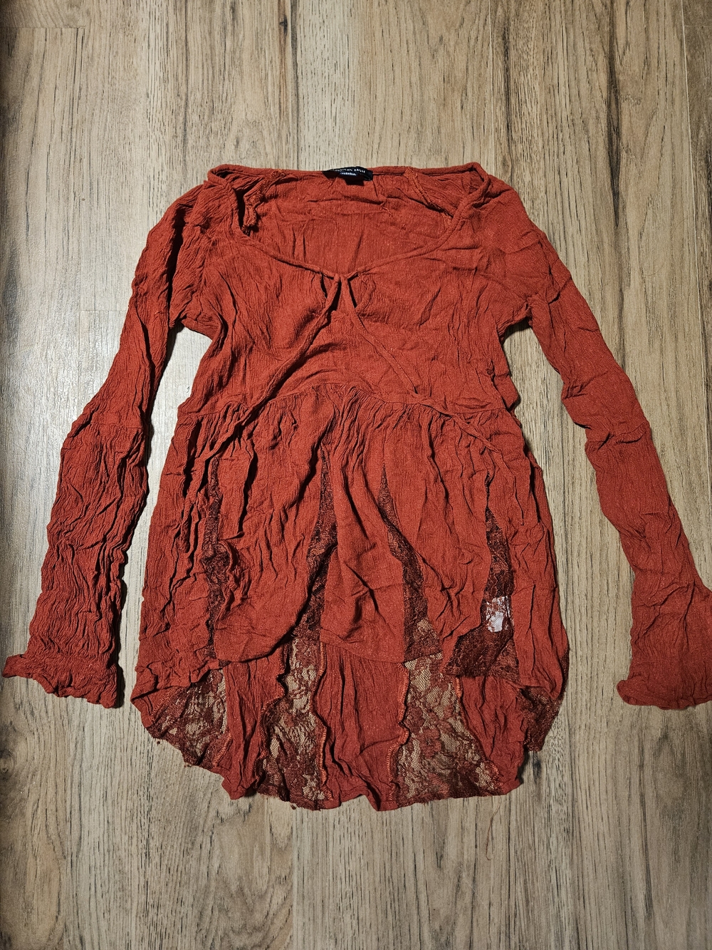 American Eagle Outfitters Long Sleeve Lace-Inset Top